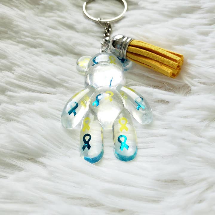 Tots And Tumblers Art – wholesale Keychain – Women's – Down Syndrome Awareness Ribbon Bear Keychain8