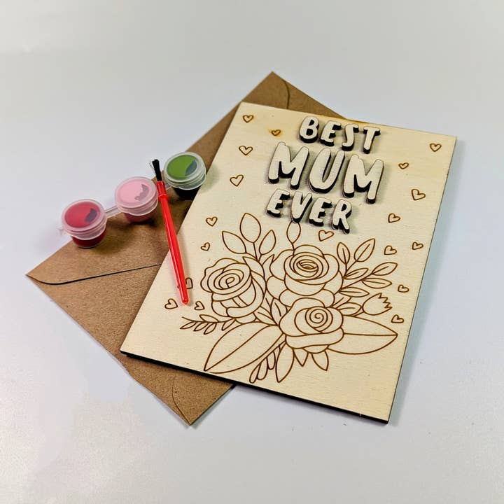 DIY Mother's Day card wood with paint and brush mothers gift for wholesale by Chikai Shop