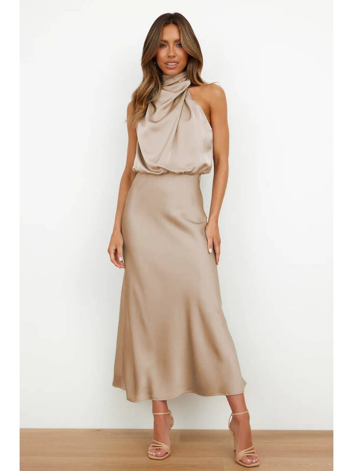 Sweetkama - Wholesale Dress - Women's - Ladies Eleganr Sleeveless Satin Midi Dress GQQT82