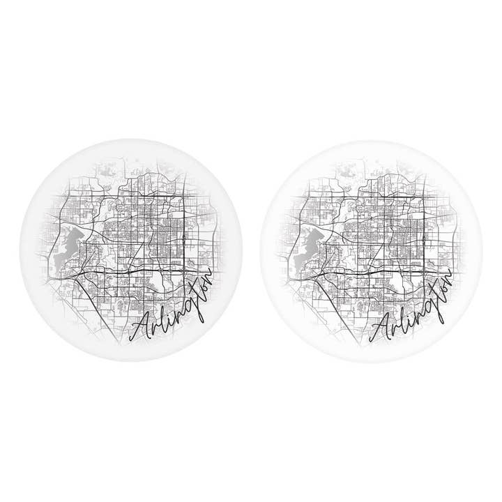 Minimalistische ZW Texas Arlington Cirkelkaart | Absorberende Auto Onderzetters | Set van 2 | Min 4 voor wholesale door Love Local