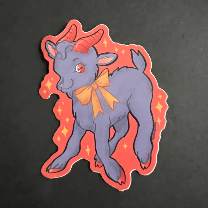 Retro Spooky Goat Sticker for wholesale by Fox and Brambles