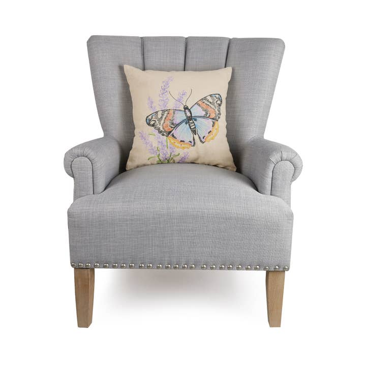 Peking Handicraft - Wholesale Throw/Decorative Pillow - Red Admiral Butterfly Embroidered Pillow