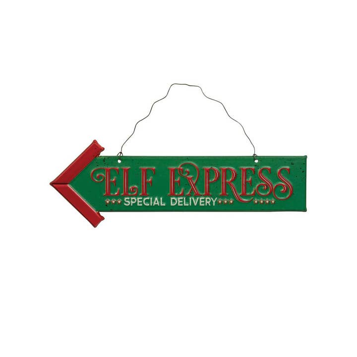 Elf Express Metal Hanging Sign for wholesale by Col House Designs