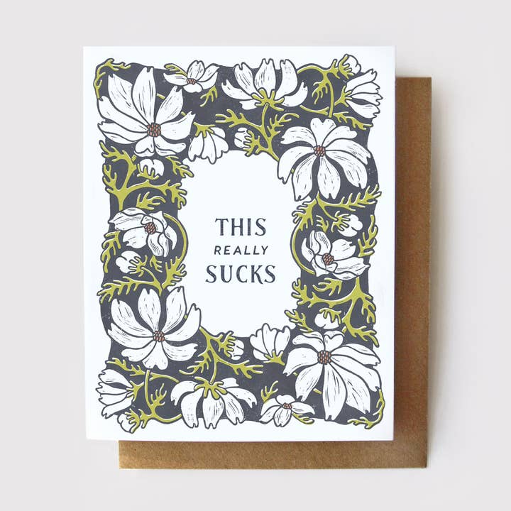 Root & Branch Paper Co. - Vente Carte de condoléances - This Really Sucks - Carte de condoléances florale0