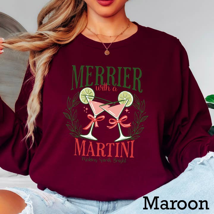 Shoppe SHC - Wholesale Screen printed t-shirt – Women′s - Merrier Martini Christmas Long Sleeve Shirt | Gildan7