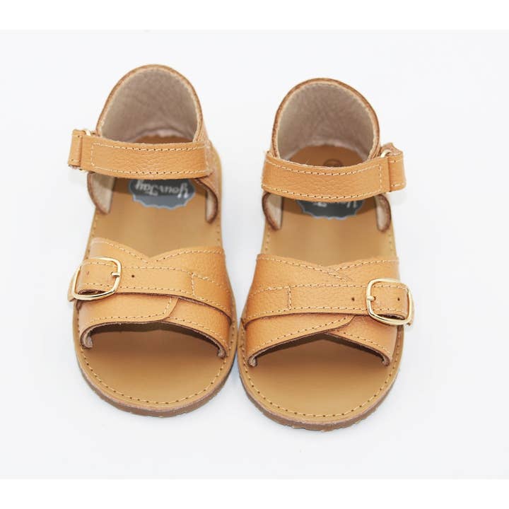 Brown Harper Buckle Sandals - Honey (brown) for wholesale on Faire0