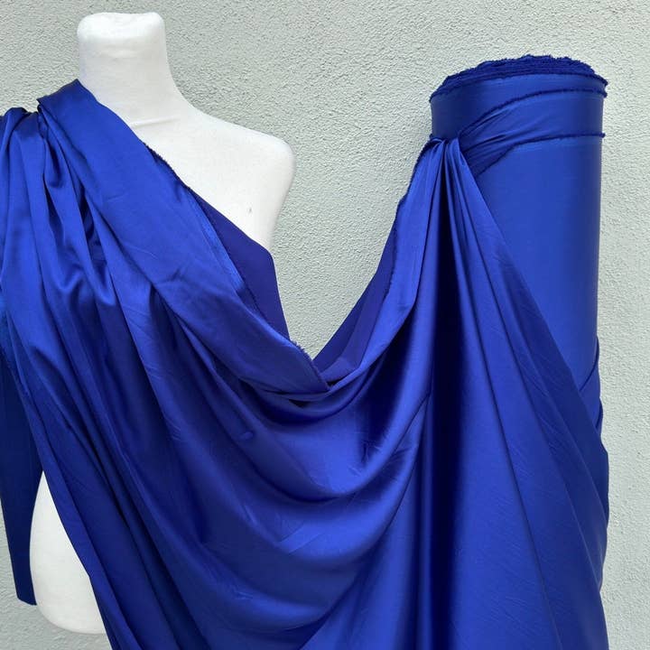 GalaTextile - Wholesale Fabric - Royal Blue Luxury Silky Satin Fabric By Yard, Spandex Deep Blue Bridal Fabric for Dresses Bows, Lingerie, Nightgowns, Blouses, Best Price8