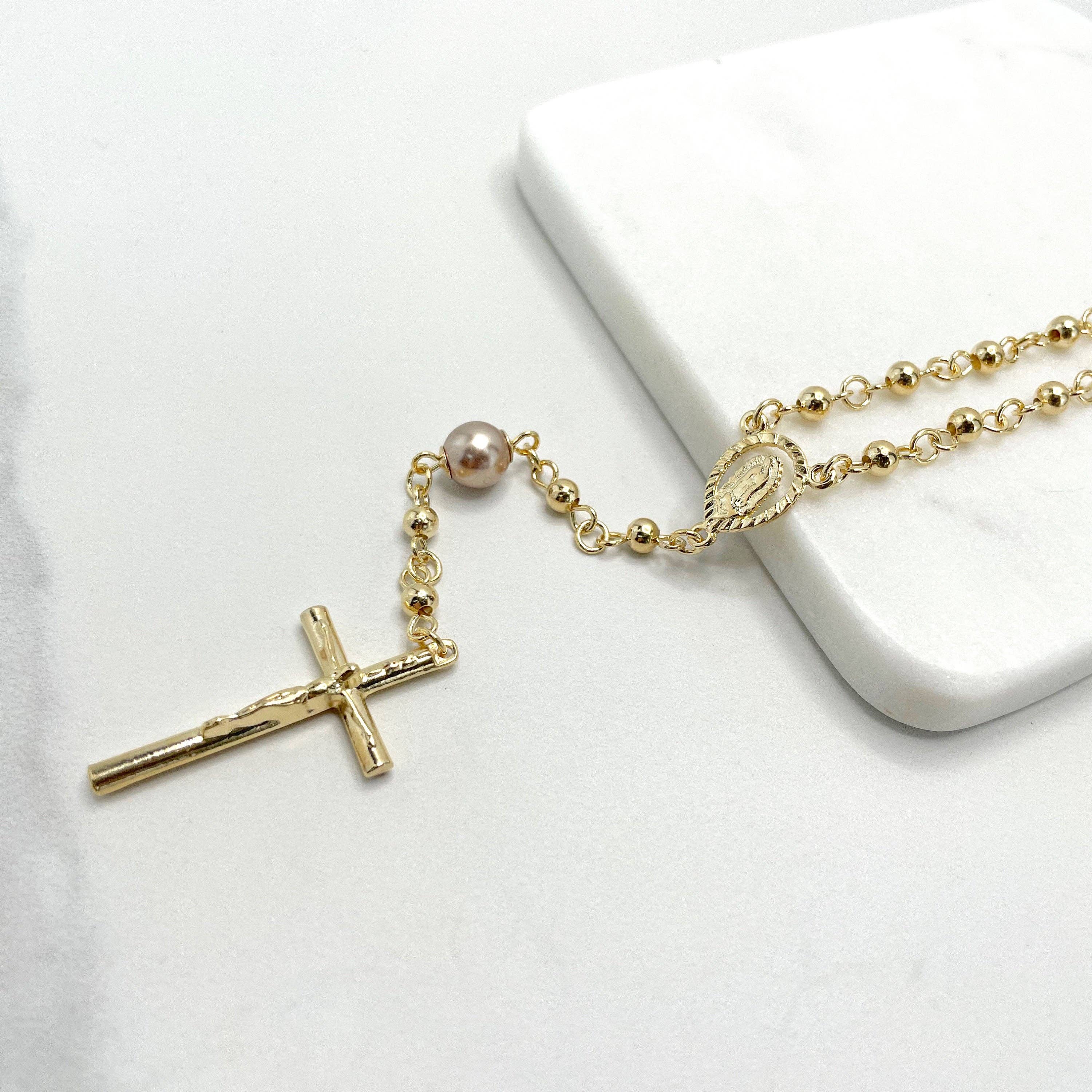 DIJU Jewelry - Vendita all'ingrosso  - Forniture per la creazione di gioielli all'ingrosso: Collana Rosario in Oro 18k Riempito Bicolore con Vergine di Guadalupe, Nostra Signora di Guadalupe.2