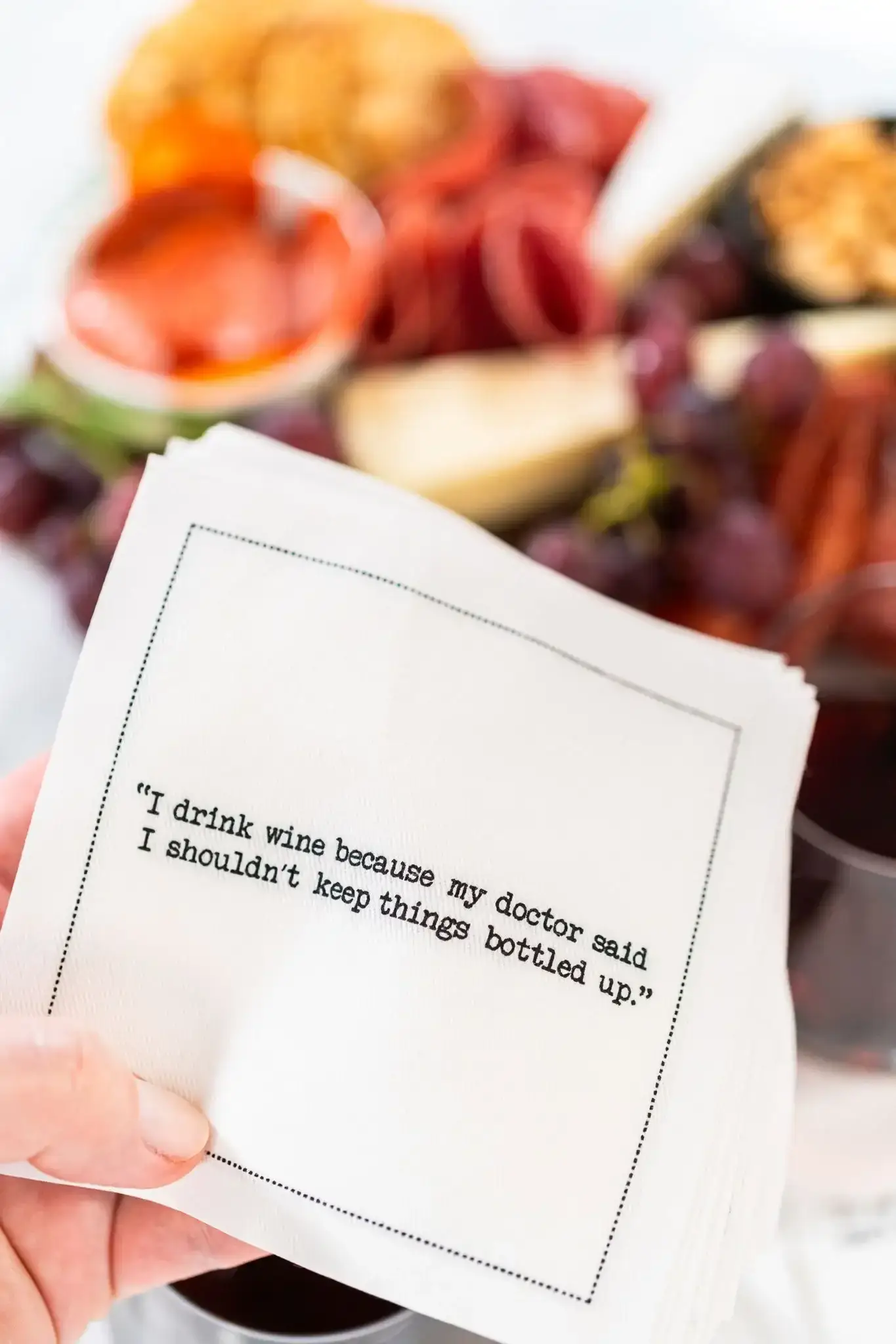 Five Star Napkins Inc. - Wholesale Disposable Napkin - Wine Quotes - White Cotton Cocktail Napkins x 504