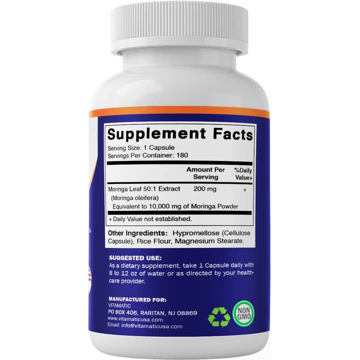 Vitamatic - Wholesale Oral Supplement/Vitamin - Vitamatic | Moringa 10,000mg | 180 Capsules7