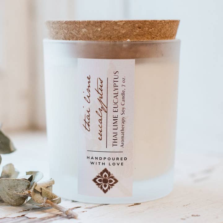 Thai Lime Eucalyptus Aromatherapy Candle, 7 oz. for wholesale by Unearth Malee