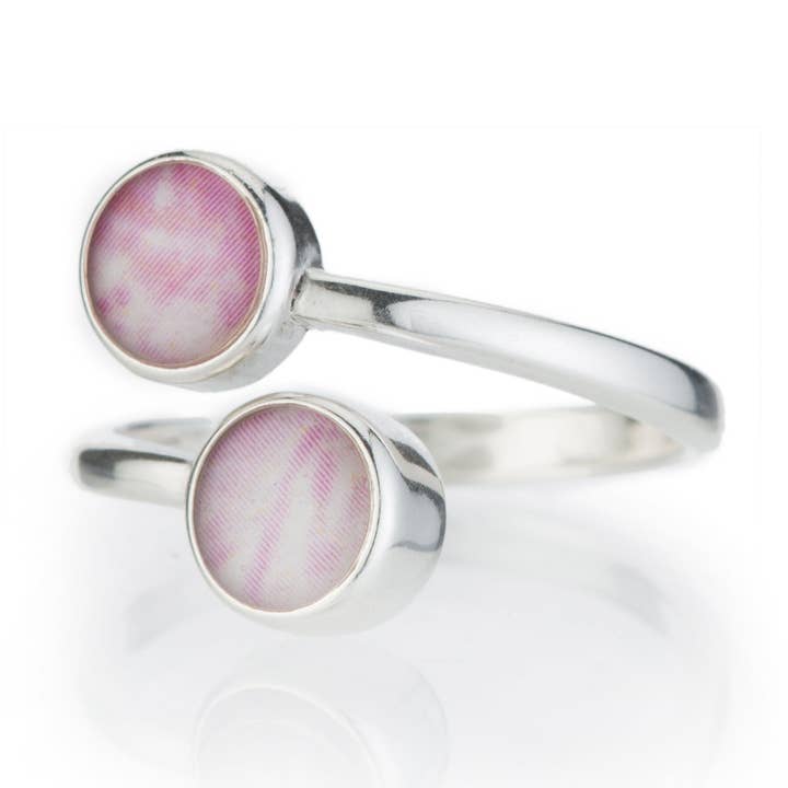 Doppio anello in argento sterling per la ricerca sul cancro al seno per la vendita all'ingrosso da parte di Revive Jewelry