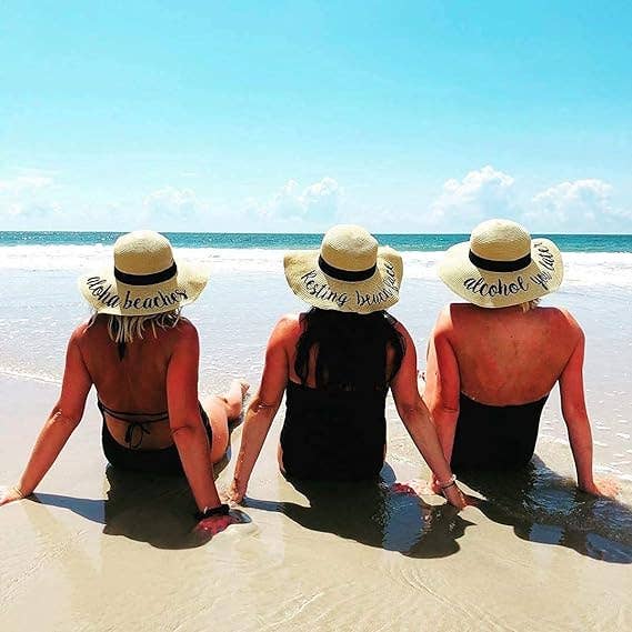 Funky Junque - Wholesale Straw Hat - Women's - Embroidered Sun Hat - Resting Beach Face5