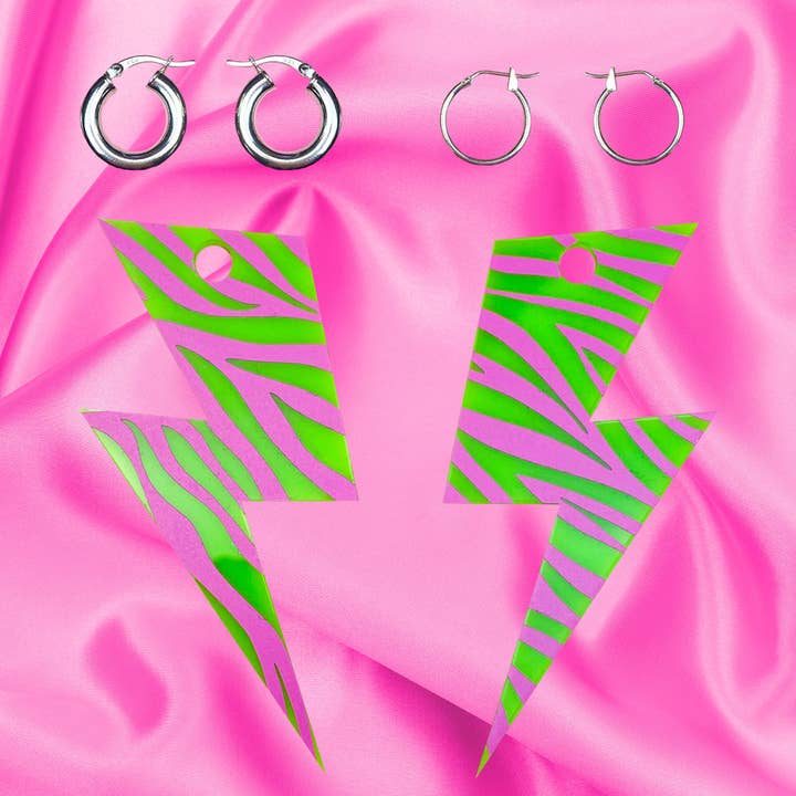 Fairly Odd Shop - Wholesale Dangle Earrings - Zebra Blaze Lightning Bolt Earrings1
