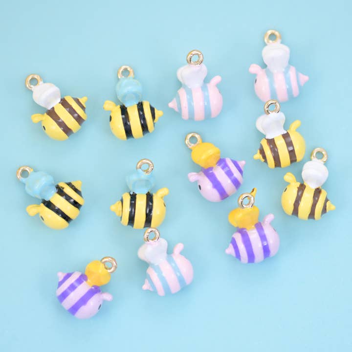Enamel Bumble Bee Charms: 18K Gold Filled, DIY Jewelry Making Supply for wholesale by Mycrazycrystal