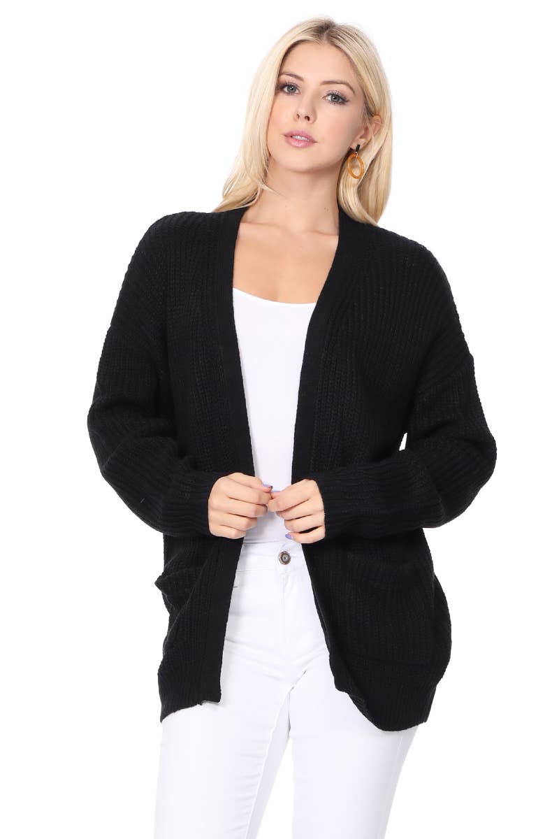 Mak – wholesale Cardigan – Women’s – Women's Waffle Knit Open Front Sweater Cardigan HK82460