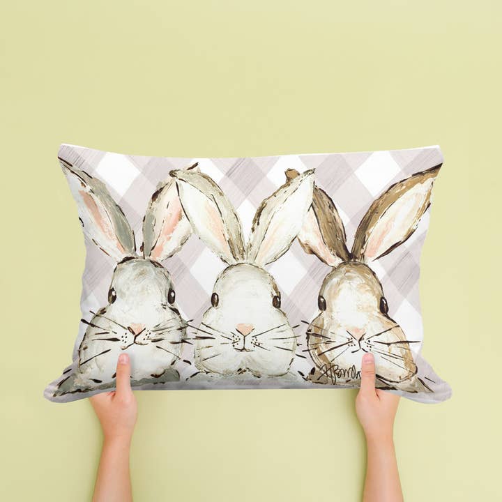 CUSCINO 14X20 CON FACCINE DI CONIGLIETTO per la vendita all'ingrosso da parte di LuckyBird Apparel and Home