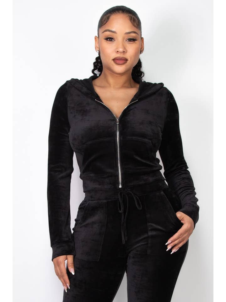 Boswell - Wholesale Bomber jacket – Women’s - VELOUR ZIP UP HOODIE JACKET5