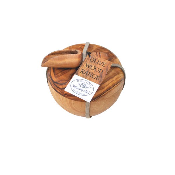 Naturally Med Inc. - Wholesale Salt Mill - Olive Wood Salt Cellar and Salt Scoop Gift Set1