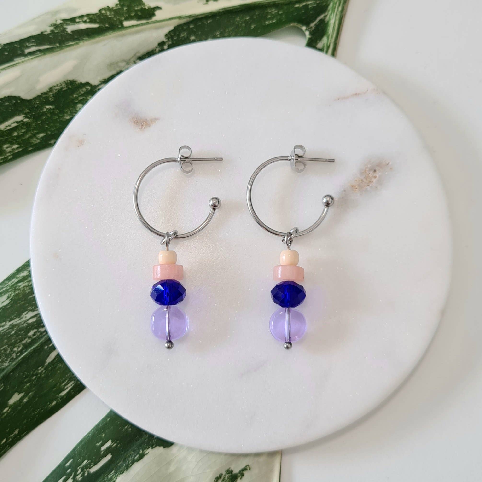 REMOVED BRAND – wholesale Hängande örhängen – Hailey rostfritt stål örhängen Silver Rose Quartz0