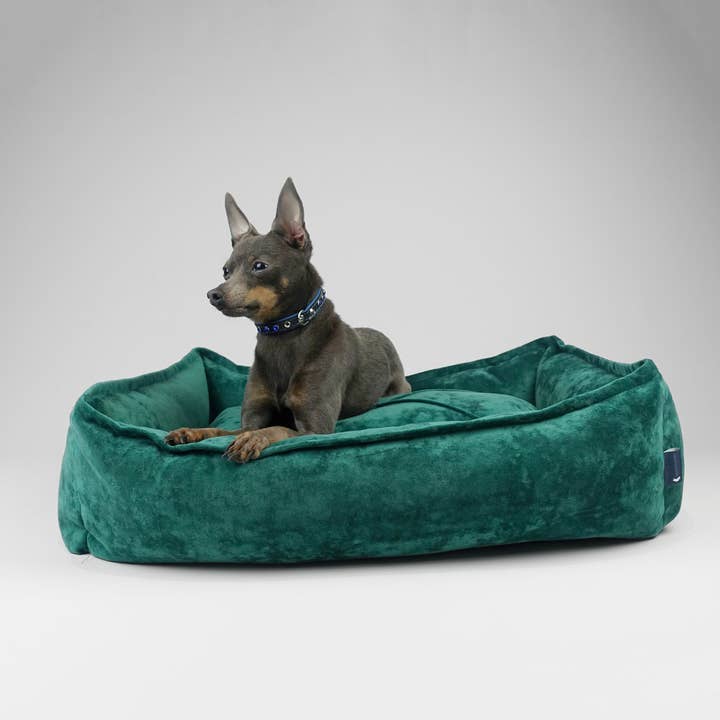 Scuff Tough Handmade Nest Dog Bed - Green Velvet for wholesale by Hillfoot & Paws