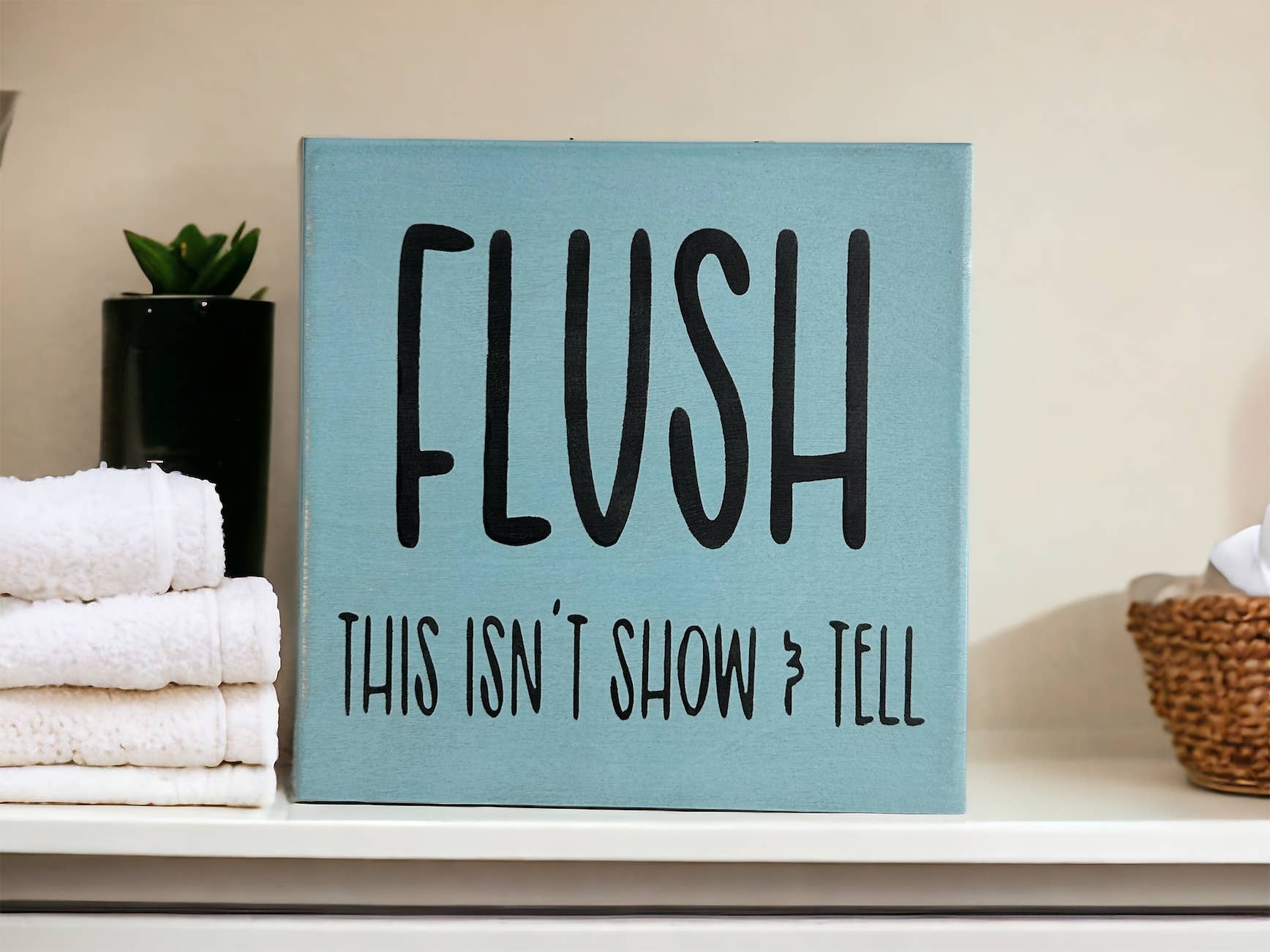 Inkwood Crafters - Wholesale Sign - Flush - Funny Bathroom Decor Rustic Wood Sign5