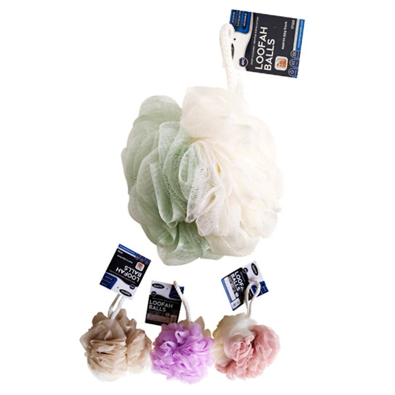 Deluxe Import Trading – Großhandel Badepuff/-schwamm – Luffa-Ball 2 Töne Pink Grün Lila Braun0