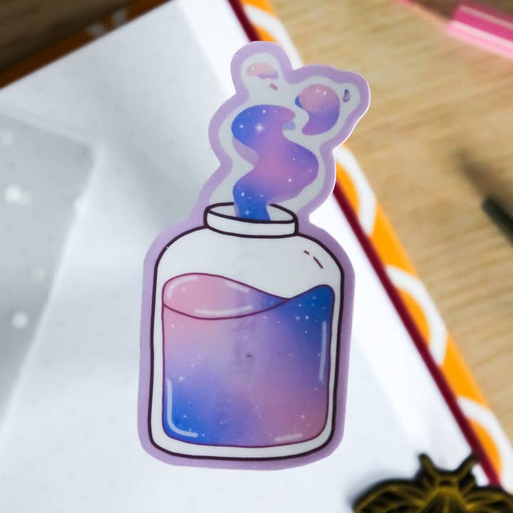 Galaxy Magic Dust In Jar — wasserfester, gestanzter Aufkleber für den Großhandel von x The Fancy Firefly