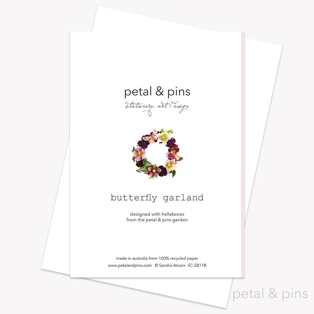 petal & pins - Wholesale Everyday Greeting Card - Butterfly Garland (Rosewater) - Floral Greeting Card1