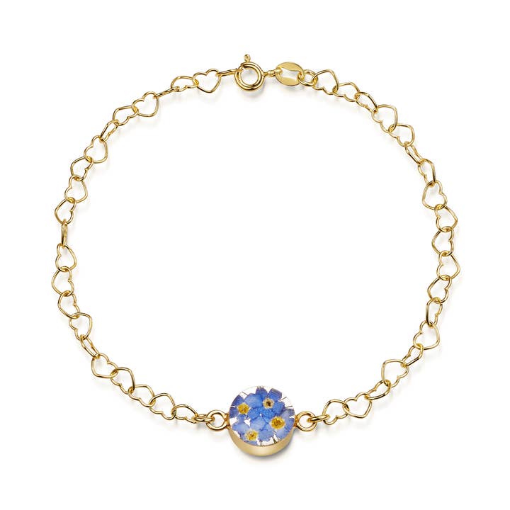 Gp Heart Link Bracelet - Forget-Me-Not - Round. for wholesale by Shrieking Violet