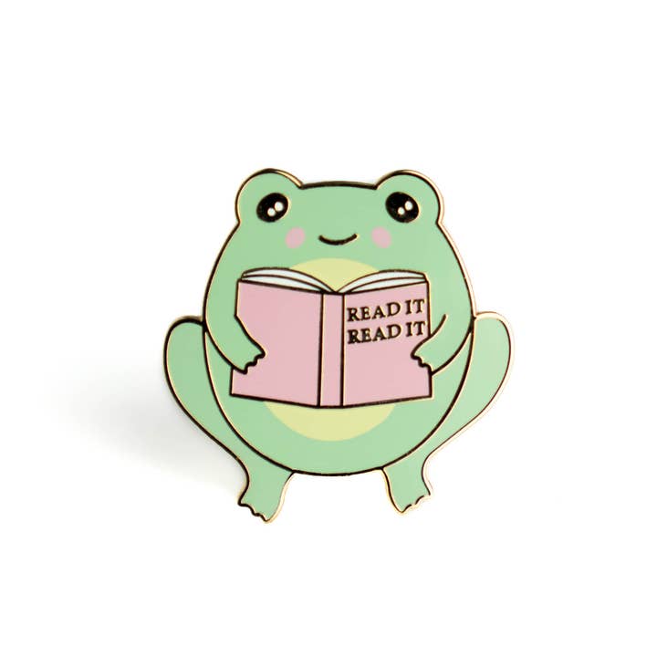 Read It Frog Enamel Pin for wholesale by Bona Fide Bookworm