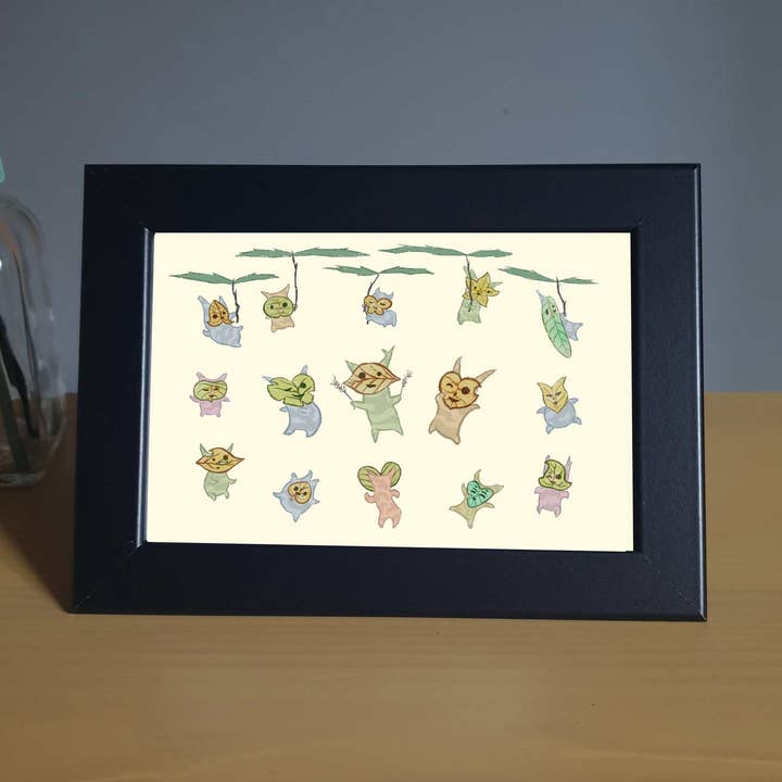 Dancing Koroks - Framed 4x6" Print - The Legend of Zelda for wholesale by Lee McGuire Art