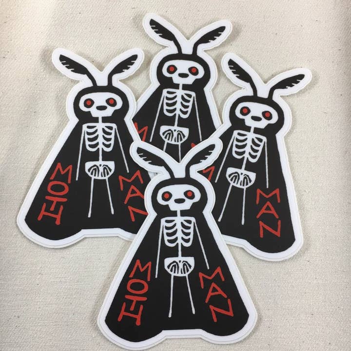 Autocollant en vinyle Moth Man Creepy Cute Cryptid pour la vente par The Crafty Hag