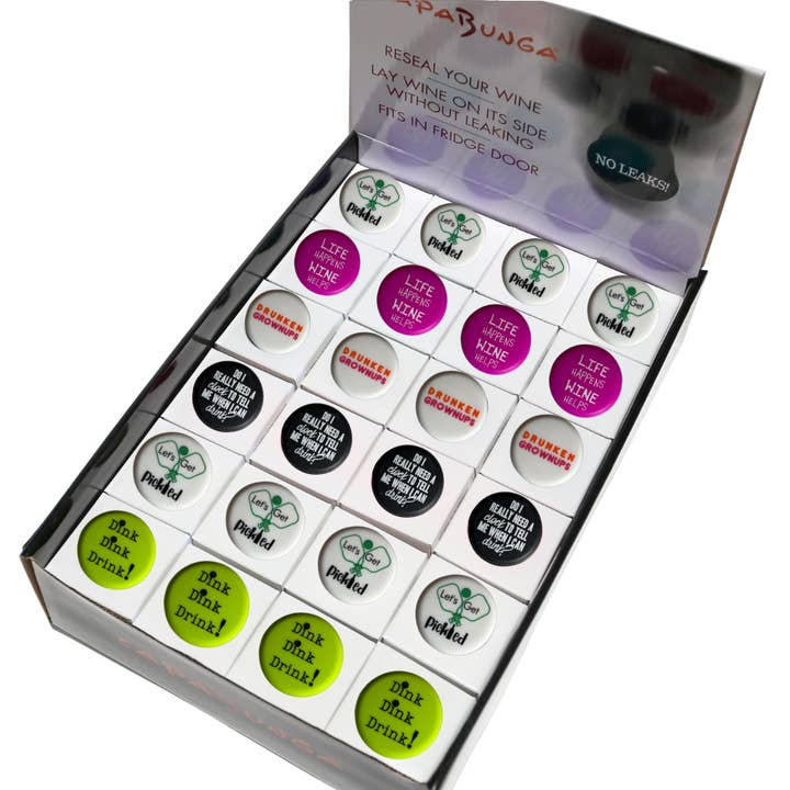 CapaBunga® - Wholesale Wine Stopper - Wine Cap Counter Display | Pickleball Wine Stoppers