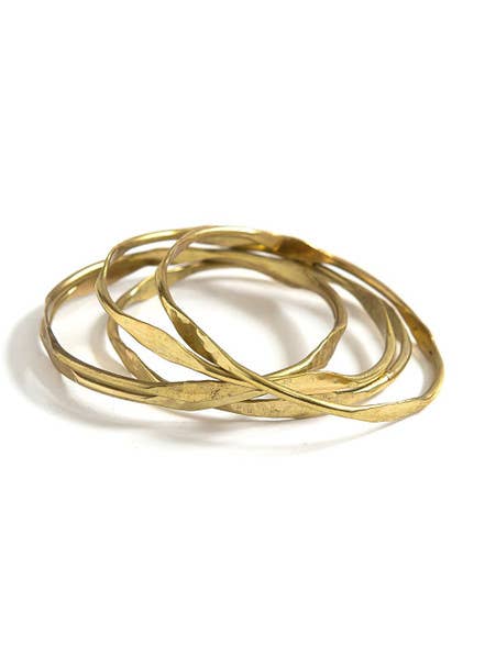 Fair Anita - Wholesale Jewelry Set - Hammered Waves Brass Bangle Set0