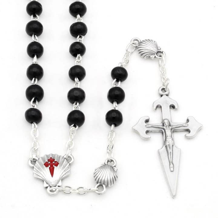 St James Santiago Pilgrimage Rosary Black Wooden Beads for wholesale by RM Trading