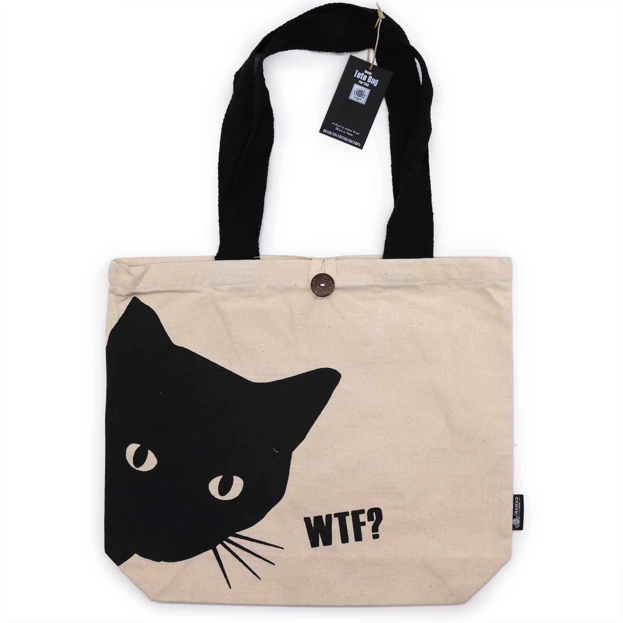 AW Artisan - Venta al por mayor Bolsa de asa- Mujer - Bolso Básico Icónico - Gato negro - Natural 10 oz0
