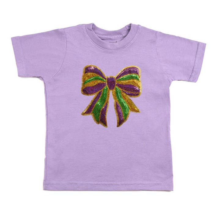 Mardi Gras Paljettrosett Patch Kortärmad T-shirt - Barn för wholesale av Sweet Wink