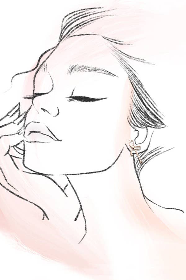 Gold TRIO BOW HOOP HEART EARRINGS | 80E3532 for wholesale on Faire2