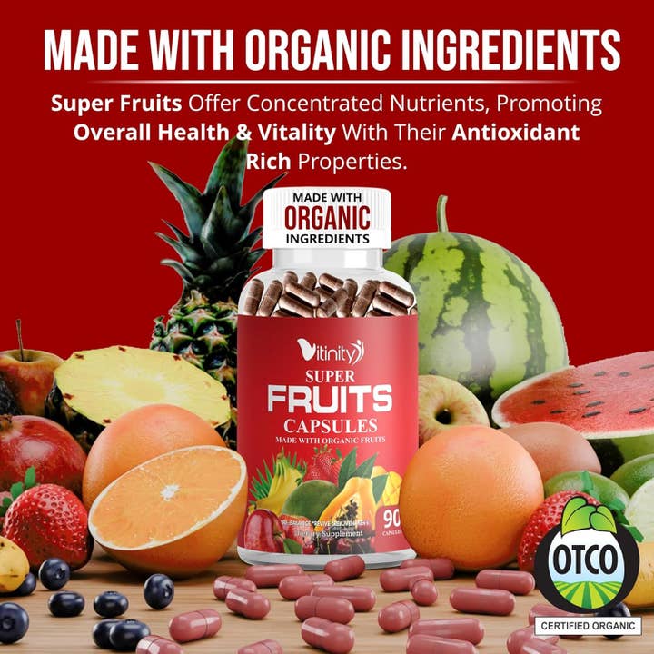 Vitinity - Wholesale Oral Supplement/Vitamin - Made with Organic Fruits & Veggies Capsules-Superfood Vegetable Vitamin Supplement for Women & Men-Blend of Fruits and Greens for Daily Health.Fruits and Vegetables Supplements (30-Day Supply)