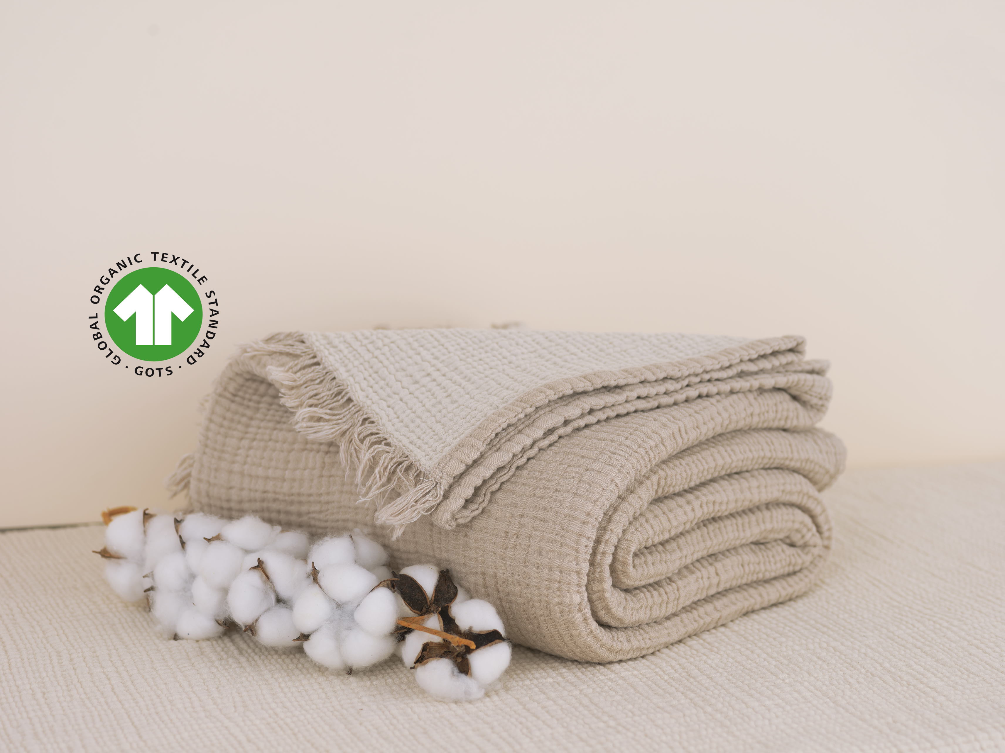Naturloom - Vente Plaids - Couverture en mousseline biologique certifiée GOTS, jeté taupe en coton doux, couvre-lit king size, literie bohème durable5