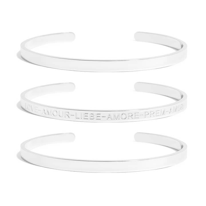 WJW - Wholesale Bangle bracelet - 18K Gold PVD Stainless Steel Love Languages 3 Pc Bangle Set1