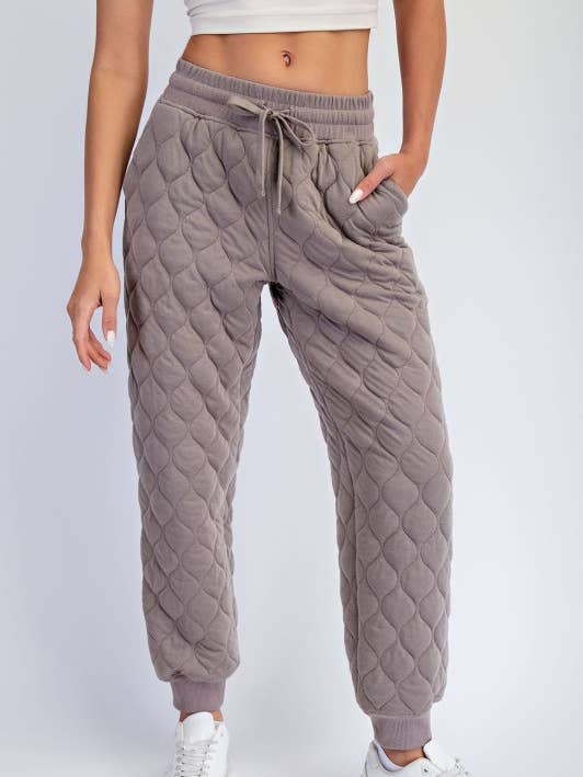 P706337-ADJUSTABLE ELASTIC WAISTBAND QUILTED JOGGER PANT for wholesale by Sunday Morning