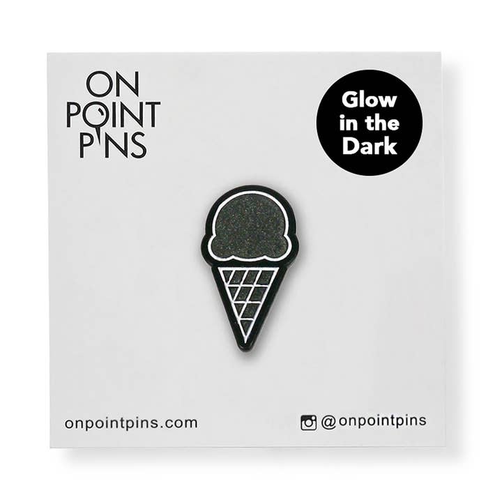Minimalist Ice Cream Cone Pin (Glow in the Dark) for wholesale by On Point Pins