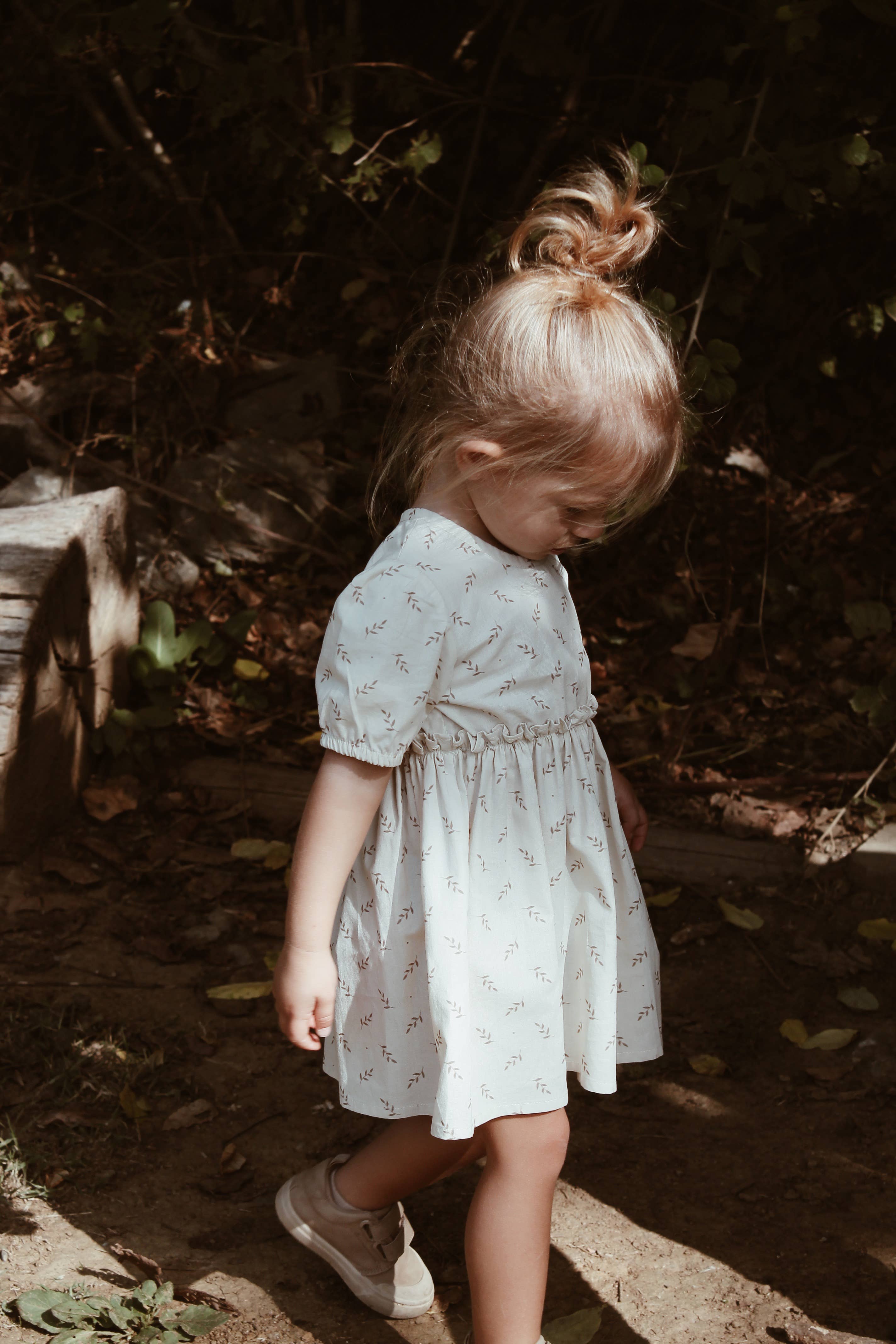 Eli & Nev (we cover U.S. import duties) - Vente Robe – bébé - Robe d'été fleurie pour petite fille beige 100% coton OEKO-TEX7