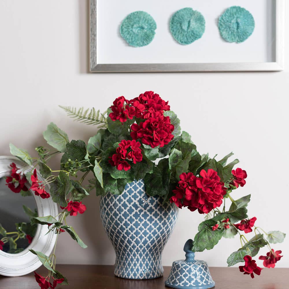 Red Vickerman 22" Geranium Hanging Bush-Red for wholesale on Faire1