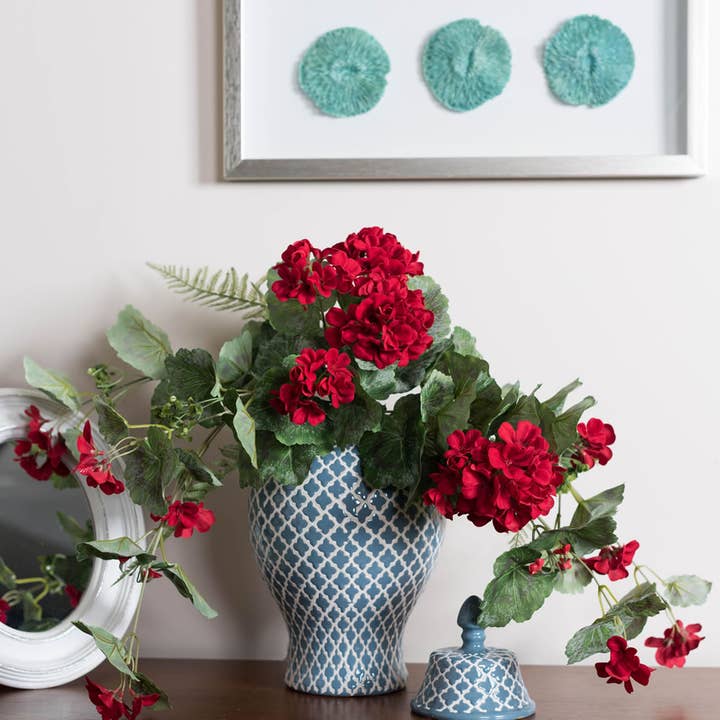 Red Vickerman 22" Geranium Hanging Bush-Red for wholesale on Faire1