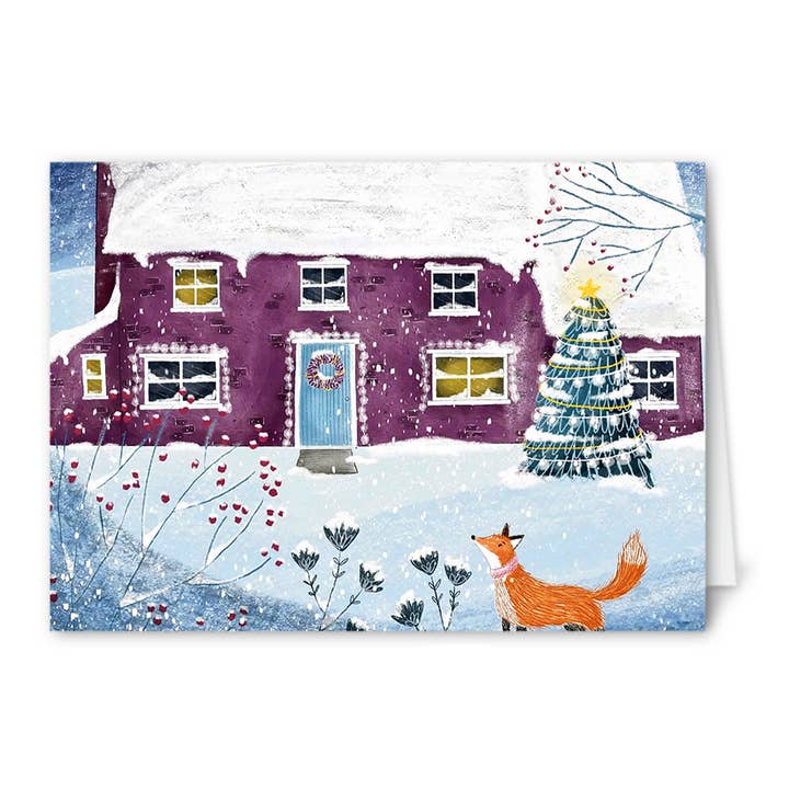 Fox Holiday Cottage Card for wholesale by Forest & Fauna Paper Co.