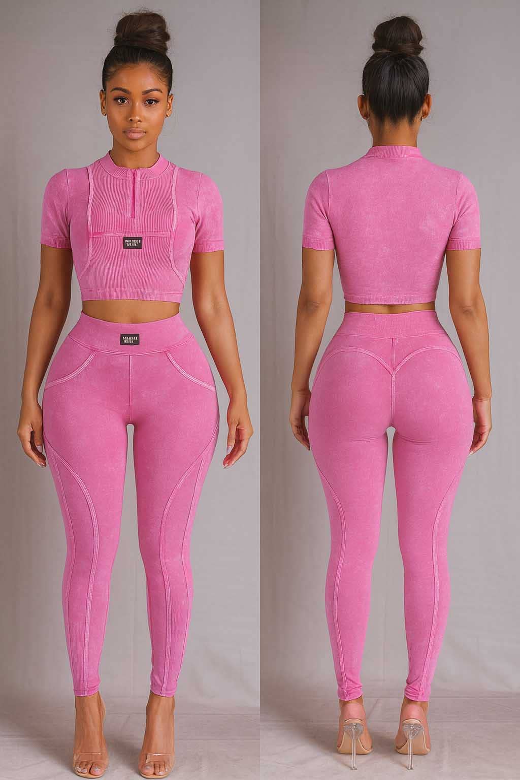 Dalia Studio - Vendita all'ingrosso Completo sportivo - Donna - SET LEGGINGS CON TASCA FUNZIONALE EFFETTO MINERALE6