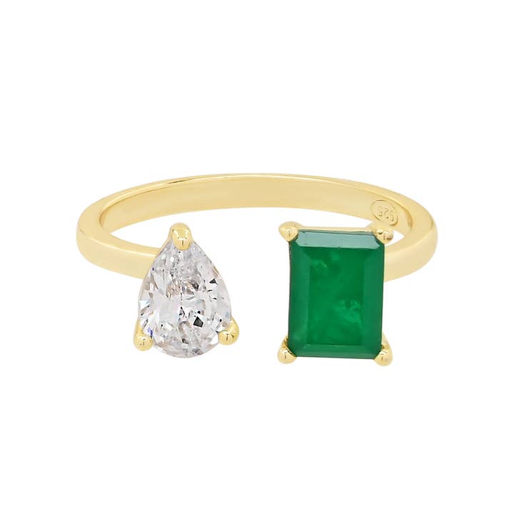 Ofina Jewelry - Wholesale Multi-Stone Ring - Green Toi et Moi Ring